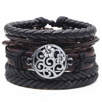 4 Pcs/set Weave Vintage Punk Leather Charm Bracelets-Bracelets-Golonzo