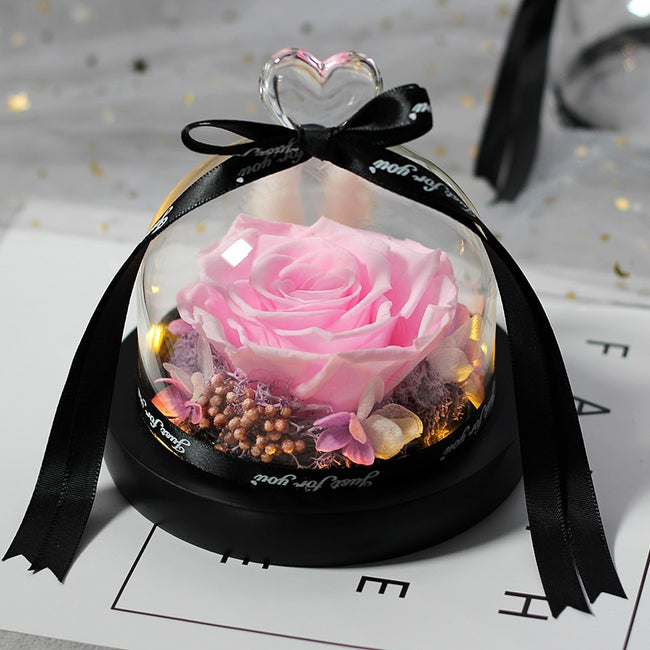 Enchanted LED Light Beauty Rose in a Glass with Black Base-Artificial flower-Golonzo