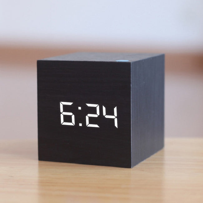 Digital Wooden LED Alarm Clock Wood Retro Glow Clock Desktop Table Decor Voice Control Snooze Function Desk Tool-Alarm Clocks-Golonzo