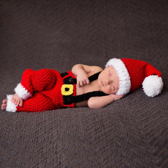 Baby Cute Crochet Knit Christmas Hat Santa-baby and toddler outfits-Golonzo