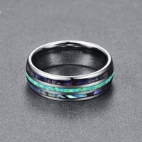 Polished Abalone Shell Tungsten Carbide Ring - Triple Grooved opal Tungsten Steel Ring-ring-Golonzo