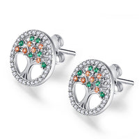 Tree of Life Colorful Crystal 925 Sterling Silver Earrings-Earrings-Golonzo