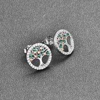 Tree of Life Colorful Crystal 925 Sterling Silver Earrings-Earrings-Golonzo