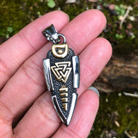 Viking Necklace - Odin's Spear Valknut Gungnir-Necklaces-Golonzo