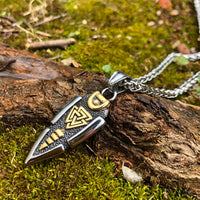Viking Necklace - Odin's Spear Valknut Gungnir-Necklaces-Golonzo
