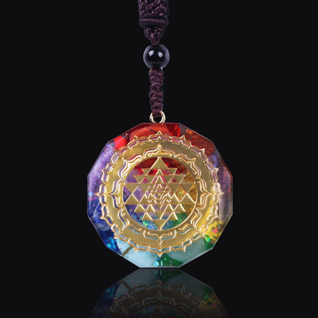 Orgonite Pendant Sri Yantra Necklace Sacred Geometry-Necklace-Golonzo