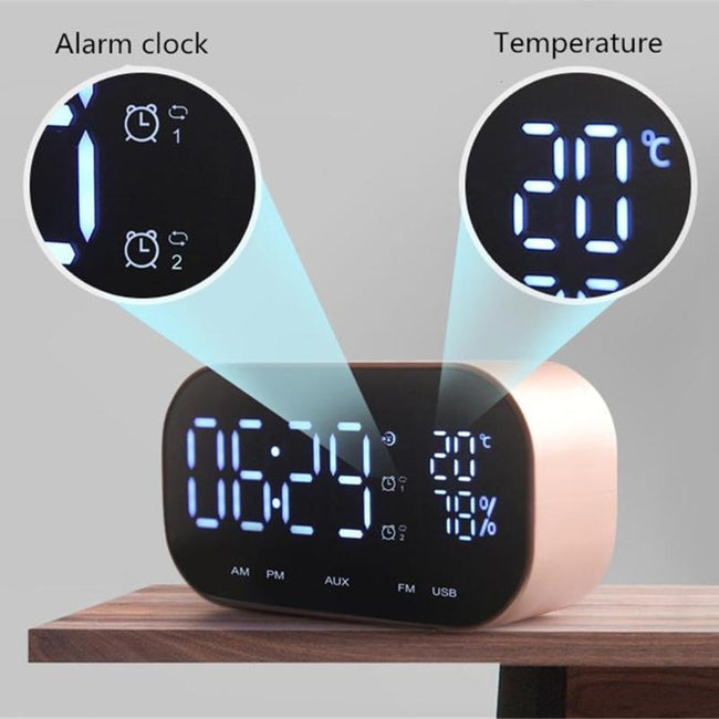 LED Digital Alarm Clock with Bluetooth Speaker Radio Wireless Music Player-Alarm Clocks-Golonzo