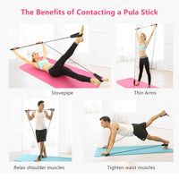 Portable Pilates Bar Kit Resistance Band Yoga Pilates Stick Yoga Exercise Bar Foot Loop for Yoga-Exercise & Fitness-Golonzo