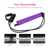 Portable Pilates Bar Kit Resistance Band Yoga Pilates Stick Yoga Exercise Bar Foot Loop for Yoga-Exercise & Fitness-Golonzo