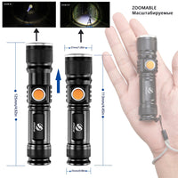 Powerful LED Flashlight With Tail Usb Charging Head Zoomable Waterproof-Flashlights-Golonzo