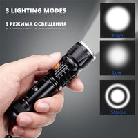 Powerful LED Flashlight With Tail Usb Charging Head Zoomable Waterproof-Flashlights-Golonzo