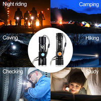 Powerful LED Flashlight With Tail Usb Charging Head Zoomable Waterproof-Flashlights-Golonzo