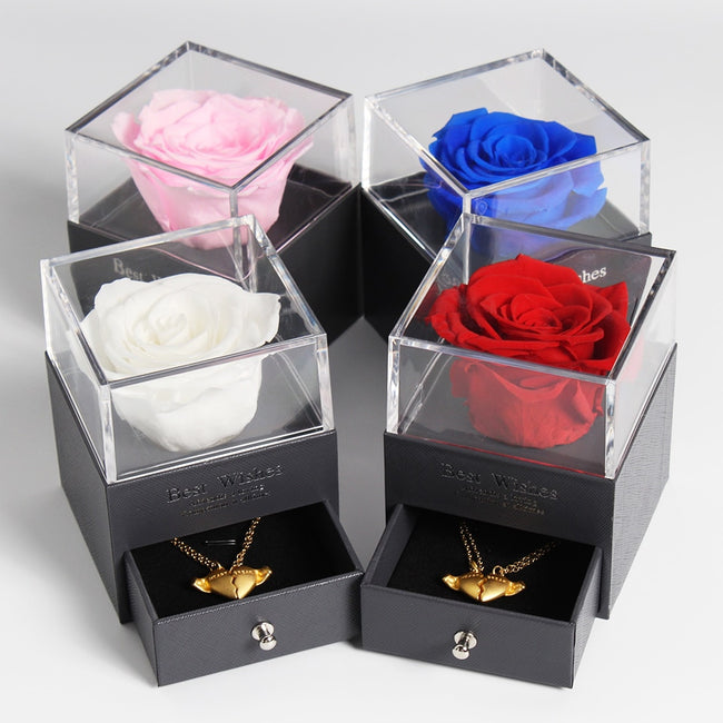 Preserved Rose Beauty and The Beast Eternal Flower Jewelry Box-Necklace-Golonzo