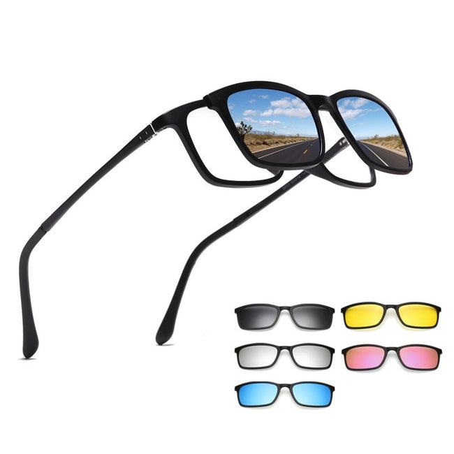 5 In 1 Polarized Sunglasses - Magnetic Clip On Glasses-Sunglasses-Golonzo