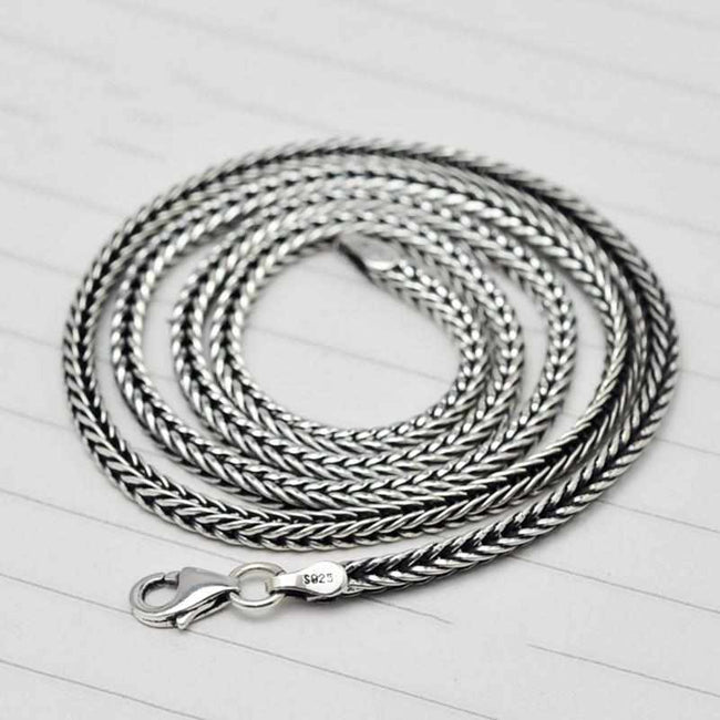 Real 925 Sterling Thai Silver Fox Tail Chain - Vintage Punk Necklaces-Necklace-Golonzo