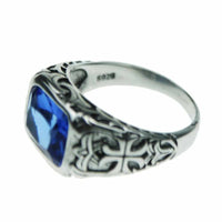 Real Pure 925 Sterling Silver Blue Natural Crystal Stone Rings For Men-ring-Golonzo
