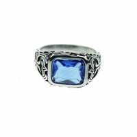 Real Pure 925 Sterling Silver Blue Natural Crystal Stone Rings For Men-ring-Golonzo