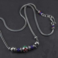 Vintage Enameling Beads Real 925 Sterling Silver Necklace-Necklace-Golonzo