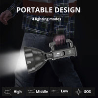 Rechargeable Handheld Spotlight Flashlight Ultra-long Distance 90000 High Lumens-Flashlights-Golonzo
