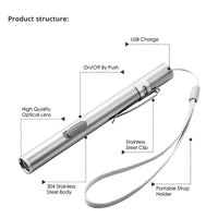 Rechargeable LED Flashlight Pen Mini Torch Cool White + Warm White Light-Flashlights-Golonzo