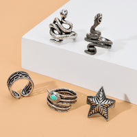 Antique Silver Adjustable Snake Ring for Men and Women-Rings-Golonzo