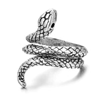 Antique Silver Adjustable Snake Ring for Men and Women-Rings-Golonzo