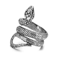 Antique Silver Adjustable Snake Ring for Men and Women-Rings-Golonzo