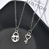 Romantic Couple Heart Clock Key Pendant Necklaces For Women Ture Love Two Detachable Necklace-Pendant Necklaces-Golonzo