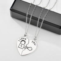 Romantic Couple Heart Clock Key Pendant Necklaces For Women Ture Love Two Detachable Necklace-Pendant Necklaces-Golonzo