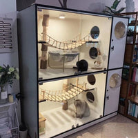 Roped Cat Bridge Climbing Frame Wall Mounted Wood Cat Tree House-Cat Bed-Golonzo