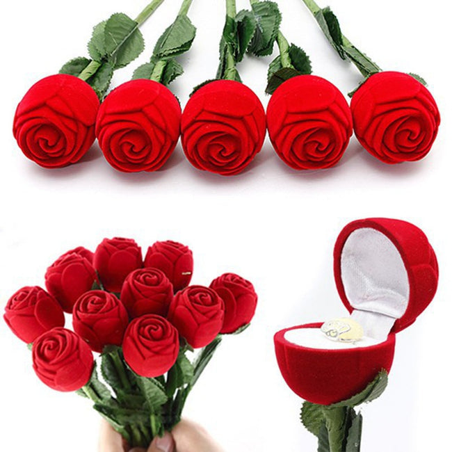 Rose Love Heart Romantic Wedding Ring Box Cases-Packing Organizers-Golonzo