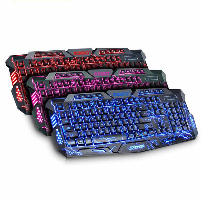 LED Gaming Keyboard with 3 Color Luminous Backlit for Large-Scale Game-Keyboards-Golonzo