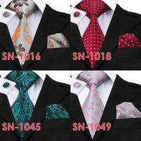 Novelty Tie Hanky Cufflinks Sets Men's 100% Silk Ties for men Formal Wedding Party-Neckties-Golonzo