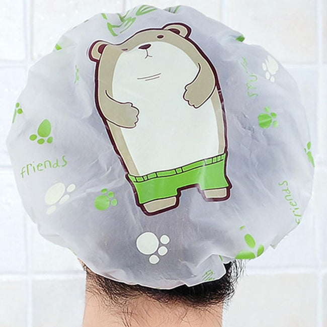 Shower Cap Woman Cartoon Animal Printed Plastic Shower Hair Cap-Shower Head-Golonzo
