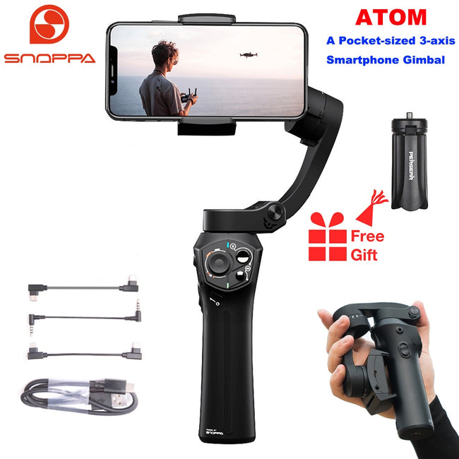 Snoppa Atom 3 Axis Foldable Pocket Sized Handheld Gimbal Stabilizer for iPhone Smartphone GoPro & Wireless Charging PK Smooth Q2|Stabilizers-Stabilizers-Golonzo