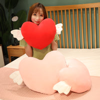 Soft Angel Hearts Pillow with White Wings-Pillows-Golonzo