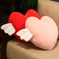 Soft Angel Hearts Pillow with White Wings-Pillows-Golonzo