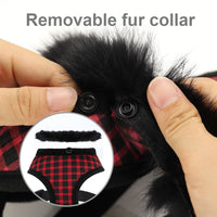Soft Puppy Dog/Cat Harness - Breathable Plaid Pet Harnesses Vest Clothes with Fur Accessories-Pet Collars & Harnesses-Golonzo