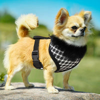 Soft Puppy Dog/Cat Harness - Breathable Plaid Pet Harnesses Vest Clothes with Fur Accessories-Pet Collars & Harnesses-Golonzo