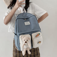 Women's Cute School Backpack with Doll Decoration-Backpacks-Golonzo