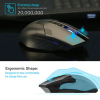 TeckNet Wireless Mouse RAPTOR Prime - Wireless Gaming Mouse with Nano Receiver 8 Buttons 4000DPI-Mice & Trackballs-Golonzo