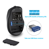 TeckNet Pro Wireless Mouse Nano Receiver Ergonomic Mice - 6 Buttons 2400DPI-Mice & Trackballs-Golonzo