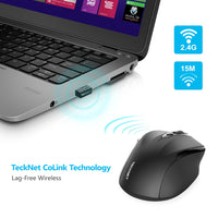TeckNet Pro Wireless Mouse Nano Receiver Ergonomic Mice - 6 Buttons 2400DPI-Mice & Trackballs-Golonzo