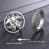 Tibetan Silver Rotatabl Ring Male 925 Sterling Silver Totem Twelve Constellations Ring Cosmic-ring-Golonzo
