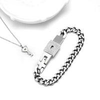 Titanium Puzzle Couple Heart Lock Bracelet Key Necklace-Necklaces-Golonzo