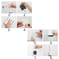 Toilet Brush Rubber Head Holder Cleaning Brush For Toilet Wall Hanging Household Floor Cleaning Bathroom-Stainless Steel Cleaner & Polish-Golonzo