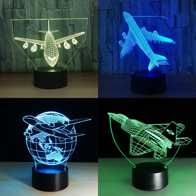 Touch Remote Control Air Plane 3D Light LED Table Lamp Optical Illusion Bulb Night Light 7 Colors Changing Mood Lamp-Lamps-Golonzo