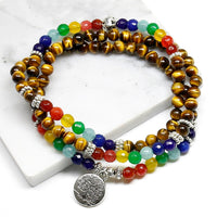 Natural Chakra Tiger Eye Beaded Bracelet-Bracelets-Golonzo