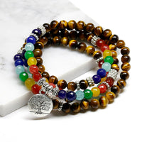 Natural Chakra Tiger Eye Beaded Bracelet-Bracelets-Golonzo