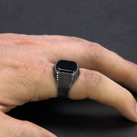 Men Onyx Silver Ring-ring-Golonzo